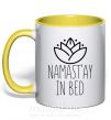 Чашка з кольоровою ручкою Namast'ay in bed Сонячно жовтий фото