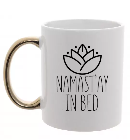 Чашка с цветной ручкой Namast'ay in bed Золото фото
