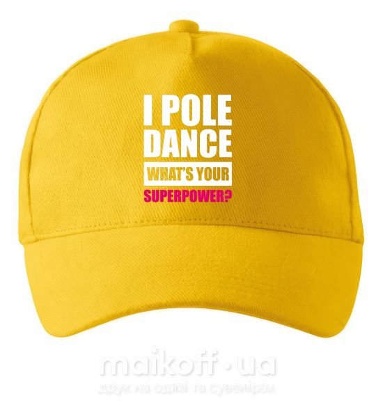 Кепка I pole dance what's your superpower Солнечно желтый фото