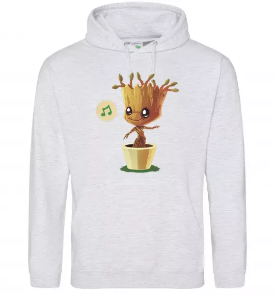 Чоловіча толстовка (худі) Маленький Грут в горщику Сірий меланж фото