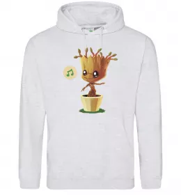 Чоловіча толстовка (худі) Маленький Грут в горщику Сірий меланж фото