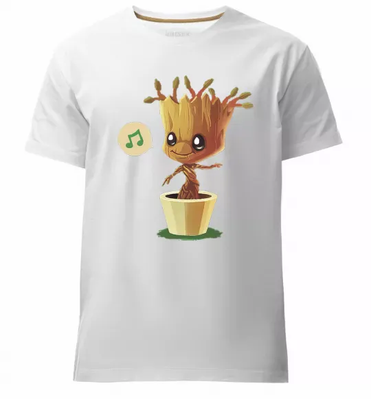 Мужская премиум футболка Маленький Грут в горщику Белый фото