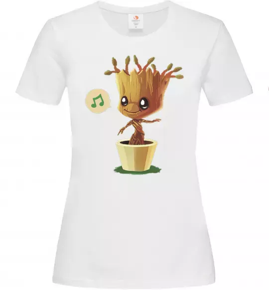 Жіноча футболка Маленький Грут в горщику Білий фото