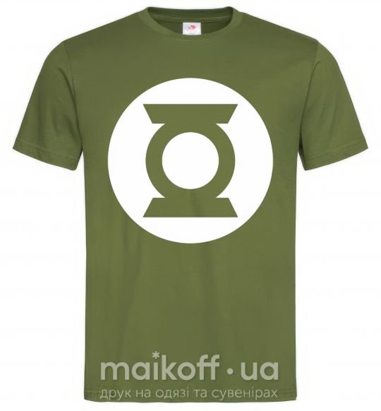 Мужская футболка Зеленый фонарь лого белое Оливковый фото
