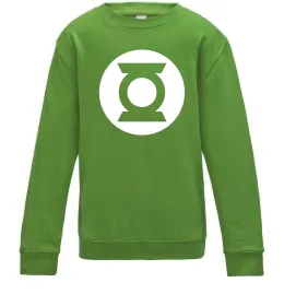 Дитячий світшот Зелений ліхтар лого біле Лаймовий фото