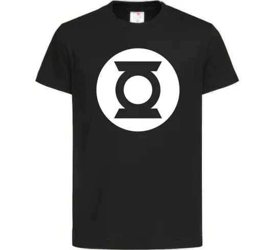 Дитяча футболка Зелений ліхтар лого біле Чорний фото