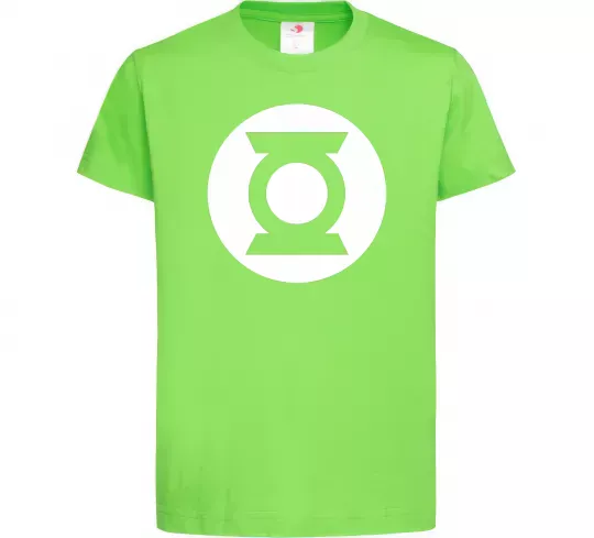 Дитяча футболка Зелений ліхтар лого біле Лаймовий фото