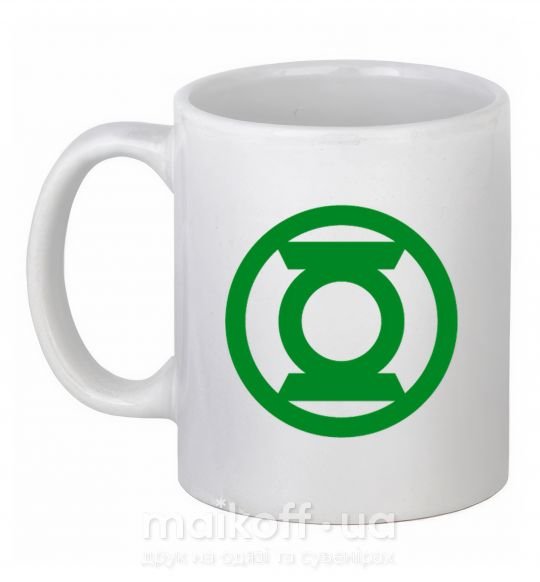 Чашка керамічна Зеленый фонарь лого зеленое Білий фото