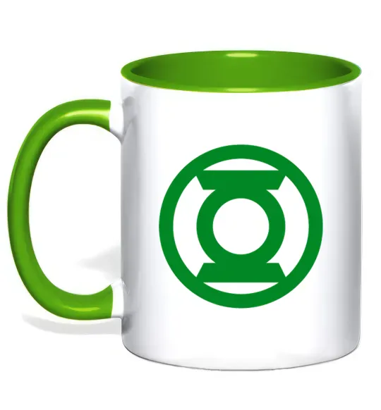 Чашка с цветной ручкой Зелений ліхтар лого зелене Зеленый фото