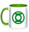 Чашка з кольоровою ручкою Зеленый фонарь лого зеленое Зелений фото