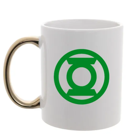 Чашка с цветной ручкой Зелений ліхтар лого зелене Золото фото