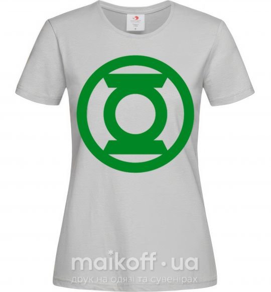 Женская футболка Зеленый фонарь лого зеленое Серый фото