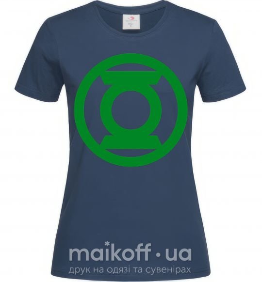 Женская футболка Зеленый фонарь лого зеленое Темно-синий фото