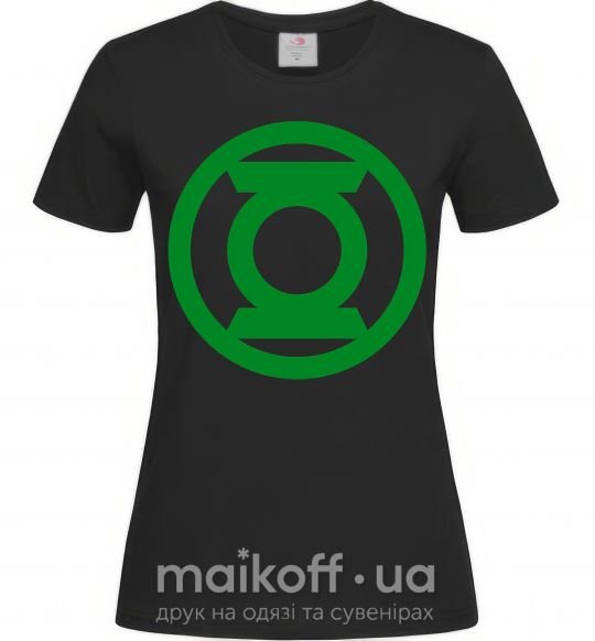 Женская футболка Зеленый фонарь лого зеленое Черный фото
