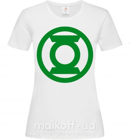 Женская футболка Зеленый фонарь лого зеленое Белый фото