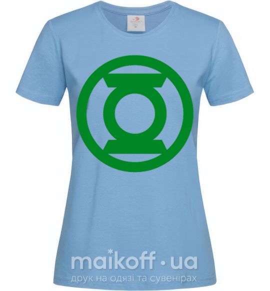Женская футболка Зеленый фонарь лого зеленое Голубой фото