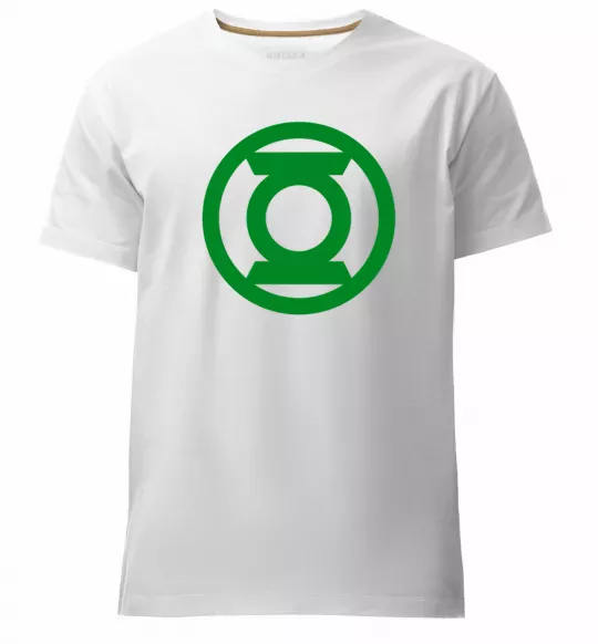 Чоловіча преміум футболка Зелений ліхтар лого зелене Білий фото