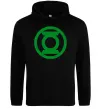 Чоловіча толстовка (худі) Зелений ліхтар лого зелене Чорний Чоловіча толстовка (худі) Зелений ліхтар лого зелене Чорний фото