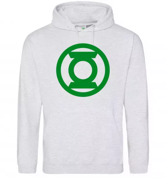 Чоловіча толстовка (худі) Зелений ліхтар лого зелене Сірий меланж фото