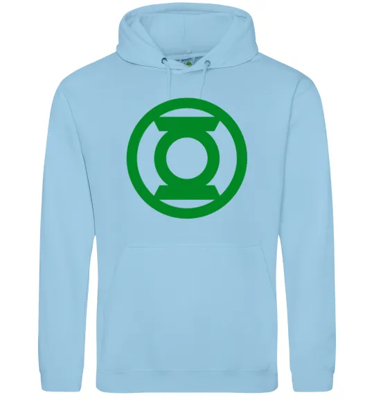 Чоловіча толстовка (худі) Зелений ліхтар лого зелене Блакитний фото