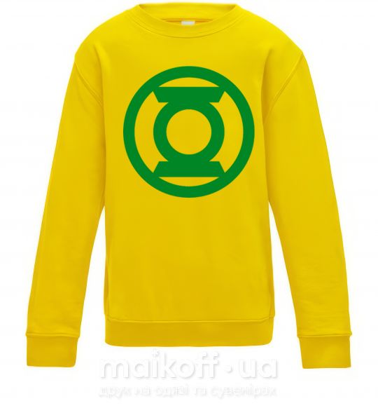 Детский Свитшот Зеленый фонарь лого зеленое Солнечно желтый фото