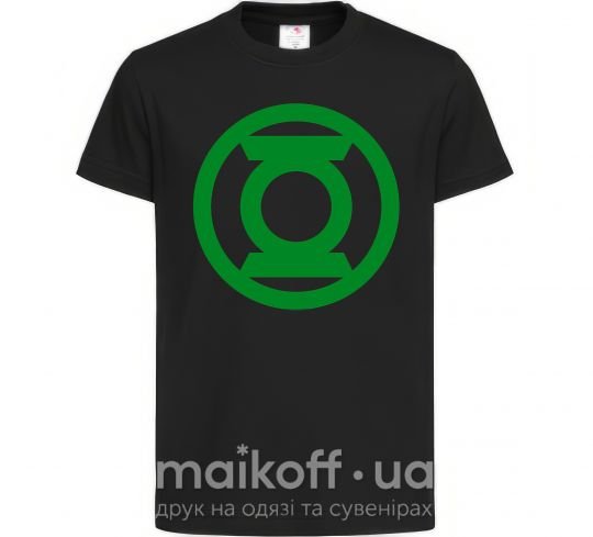 Дитяча футболка Зеленый фонарь лого зеленое Чорний фото