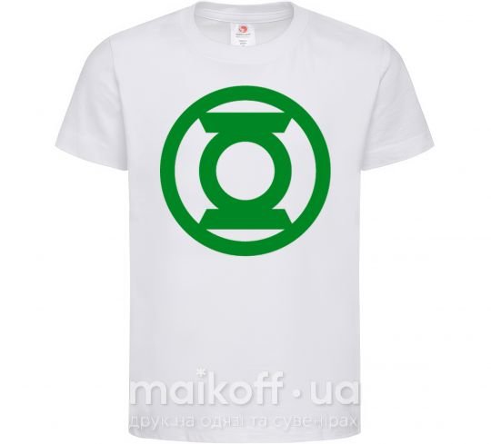 Детская футболка Зеленый фонарь лого зеленое Белый фото