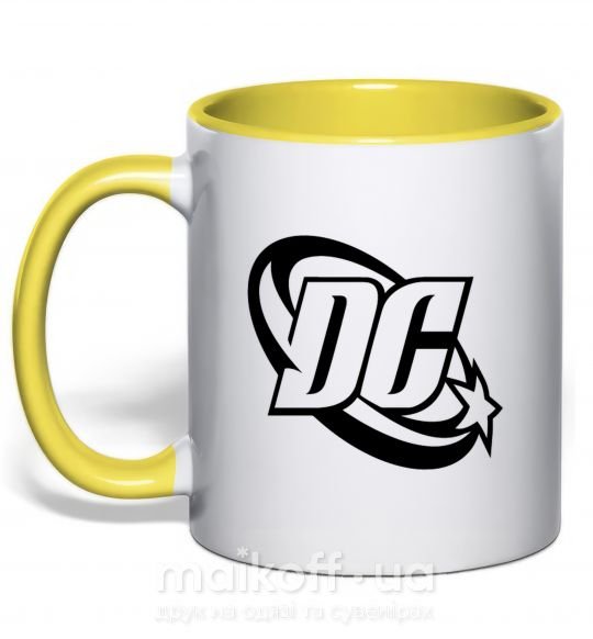 Чашка с цветной ручкой DC logo black Солнечно желтый фото
