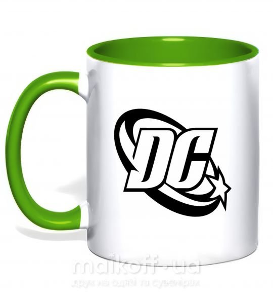 Чашка з кольоровою ручкою DC logo black Зелений фото