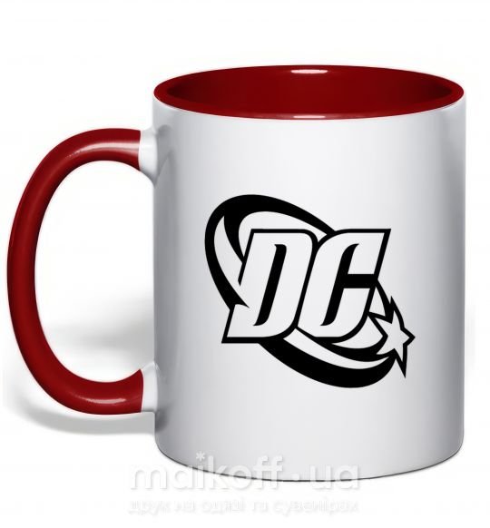 Чашка з кольоровою ручкою DC logo black Червоний фото