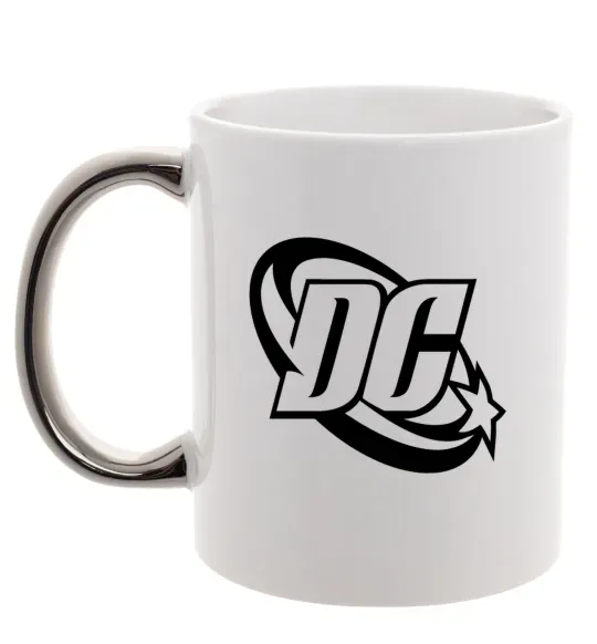 Чашка з кольоровою ручкою DC logo black Срібло фото