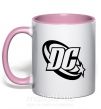 Чашка з кольоровою ручкою DC logo black Ніжно рожевий фото