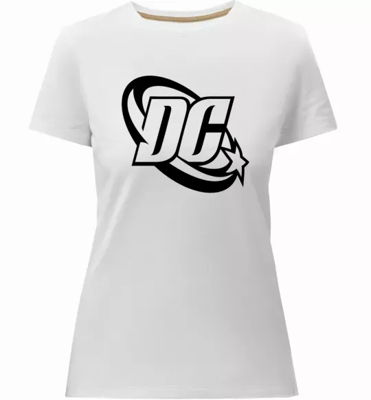 Жіноча преміум футболка DC logo black Білий фото