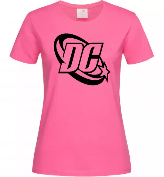 Женская футболка DC logo black Ярко-розовый фото