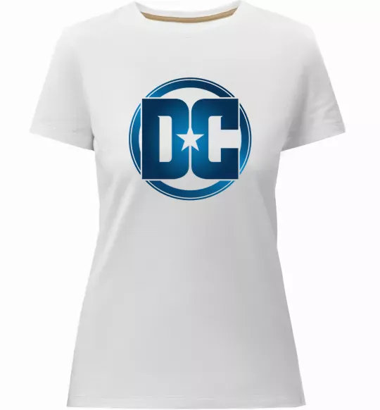 Женская премиум футболка DC logo fullcolour Белый фото