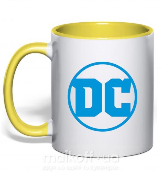 Чашка с цветной ручкой DC голубой Солнечно желтый фото