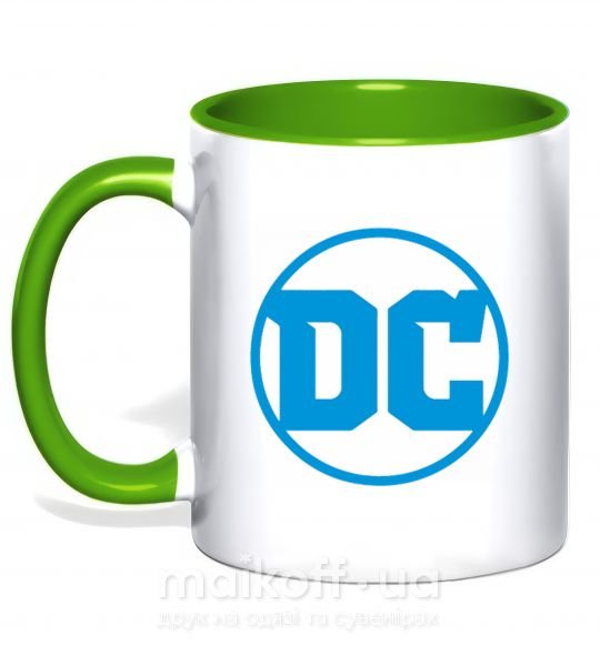 Чашка з кольоровою ручкою DC голубой Зелений фото