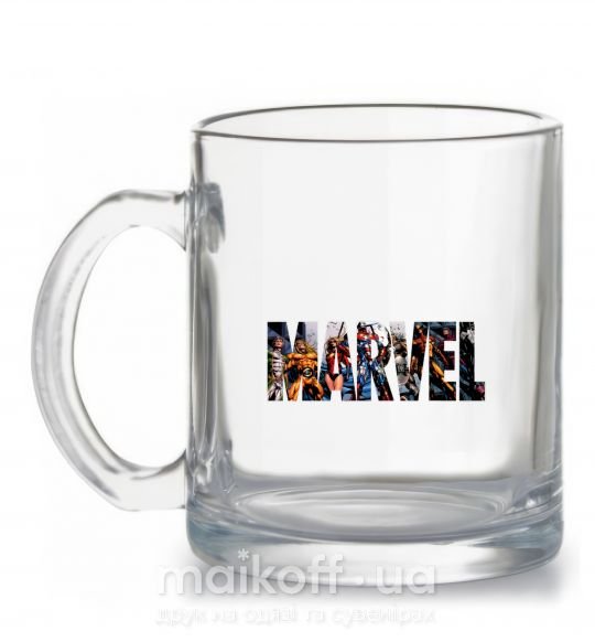 Чашка скляна Marvel bright logo Прозорий фото