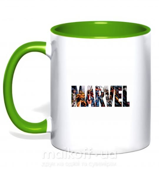 Чашка з кольоровою ручкою Marvel bright logo Зелений фото