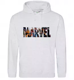 Мужская толстовка (худи) Marvel bright logo Серый меланж фото