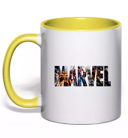 Чашка з кольоровою ручкою Marvel bright logo Сонячно жовтий фото