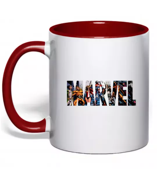 Чашка з кольоровою ручкою Marvel bright logo Червоний фото
