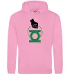 Чоловіча толстовка (худі) Рука тримає зелений ліхтар Рожевий фото