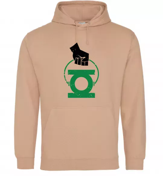 Чоловіча толстовка (худі) Рука тримає зелений ліхтар Пісочний фото