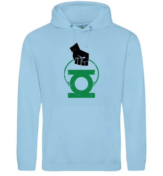 Чоловіча толстовка (худі) Рука тримає зелений ліхтар Блакитний фото