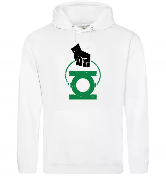 Жіноча толстовка (худі) Рука тримає зелений ліхтар Білий фото