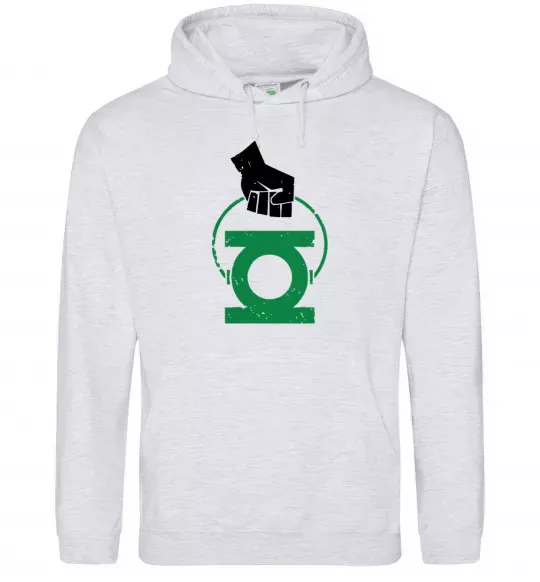 Жіноча толстовка (худі) Рука тримає зелений ліхтар Сірий меланж фото