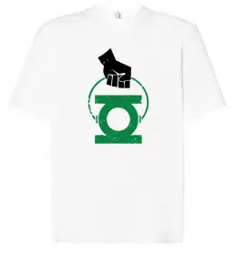 Футболка Оверсайз Зелений ліхтар лого біле Чорний фото