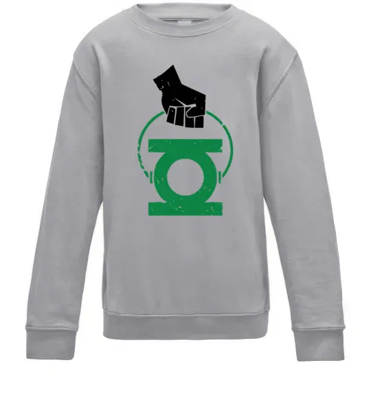 Дитячий світшот Рука тримає зелений ліхтар Сірий меланж фото