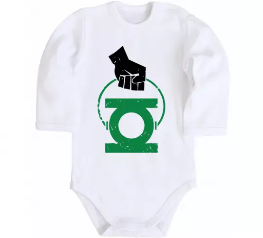 Дитячий бодік Рука тримає зелений ліхтар Білий фото